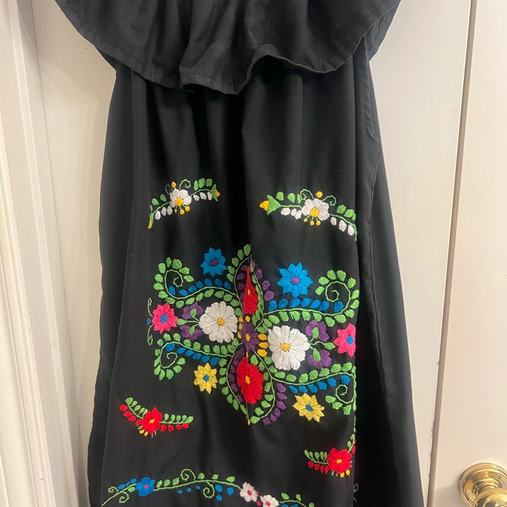 Embroidered Black Mexican Dress